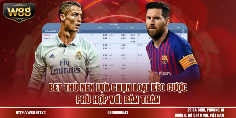 Bet thủ nên lựa chọn loại kèo cược phù hợp với bản thân